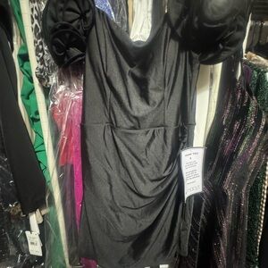 Macy's Black Puff Sleeve Dress